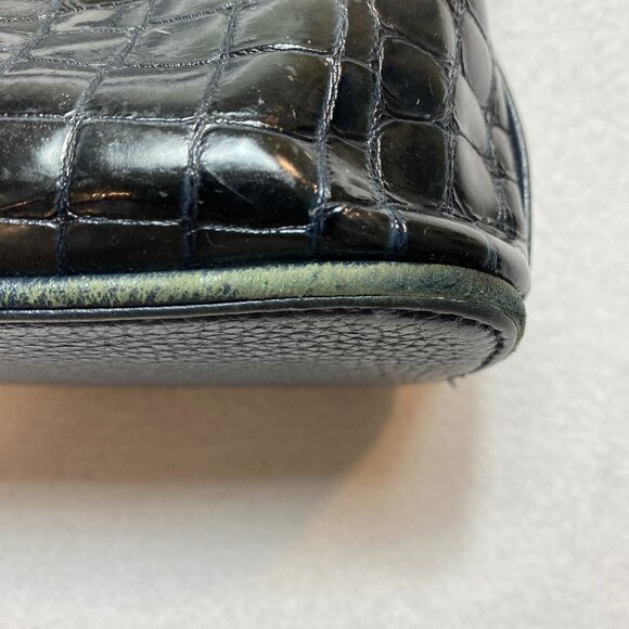 Brighton Shoulder Bag Black Cher Croc Embossed Patent Leather - Picture 4 of 14